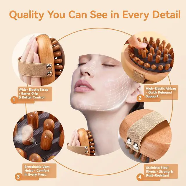Alt view image 5 of 7 - 2PCS Meridian Massage Brush,Gua Sha Tool,Body Massage Brush,Wood Therapy Massage Tools, Meridian Brush for Belly,Body Sculpting Tools,Guasha Brush, Wooden Massage Tools,,