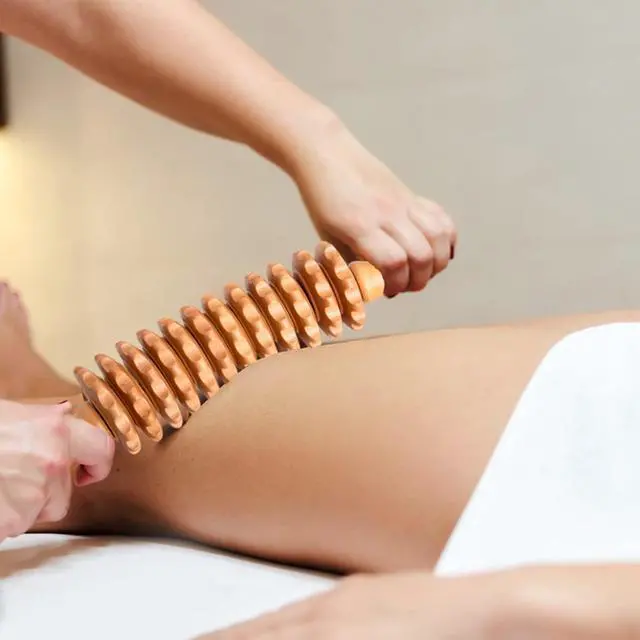 Alt view image 2 of 7 - Curved Wood Therapy Massage Roller Tools,Lymphatic Drainage, Cellulite Massage & Wooden Muscle Roller Stick for Waist and Thigh, Stomach Rolling Massager Tool with White Box