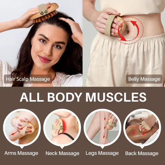 Alt view image 2 of 7 - Wood Therapy Massage Tool for Belly Fat,Wooden Meridian Massage Body Brush for Cellulite Remover, Cellulite Lymphatic Drainage Massager for Body Shaping, Maderoterapia Kit for Muscle Pain Relief