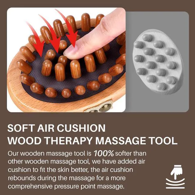Alt view image 3 of 7 - Wood Therapy Massage Tool for Belly Fat,Wooden Meridian Massage Body Brush for Cellulite Remover, Cellulite Lymphatic Drainage Massager for Body Shaping, Maderoterapia Kit for Muscle Pain Relief