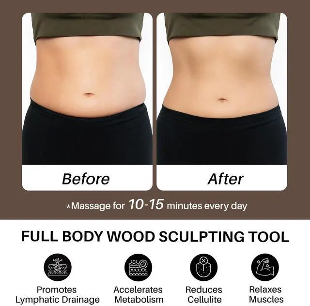 Alt view image 5 of 7 - Wood Therapy Massage Tool for Belly Fat,Wooden Meridian Massage Body Brush for Cellulite Remover, Cellulite Lymphatic Drainage Massager for Body Shaping, Maderoterapia Kit for Muscle Pain Relief