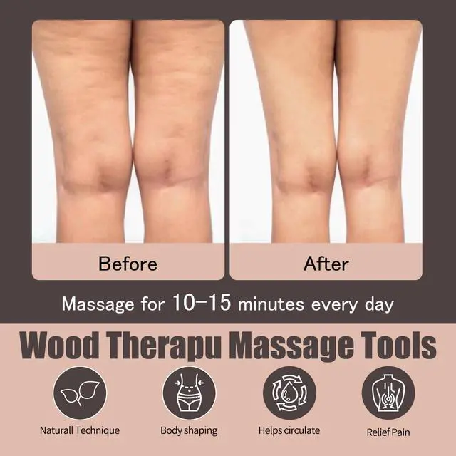 Alt view image 3 of 6 - Wooden physical therapy cups, physical therapy massage tools for body shaping lymphatic detoxification, fat reduction, relief of muscle tension and pain, both men and women with wooden massager