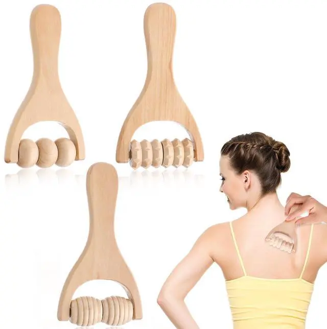 Main image of 3Pcs Wooden Hand Massage Roller, Muscle Roller Stick, Manual Wood Therapy Massage Tools Massager Roller, for Relaxes Thigh, Leg, Hands Full Body Muscle Men Women