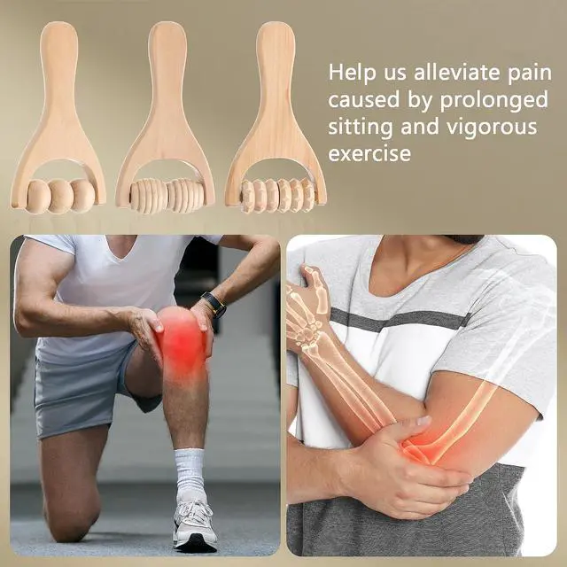 Alt view image 3 of 7 - 3Pcs Wooden Hand Massage Roller, Muscle Roller Stick, Manual Wood Therapy Massage Tools Massager Roller, for Relaxes Thigh, Leg, Hands Full Body Muscle Men Women