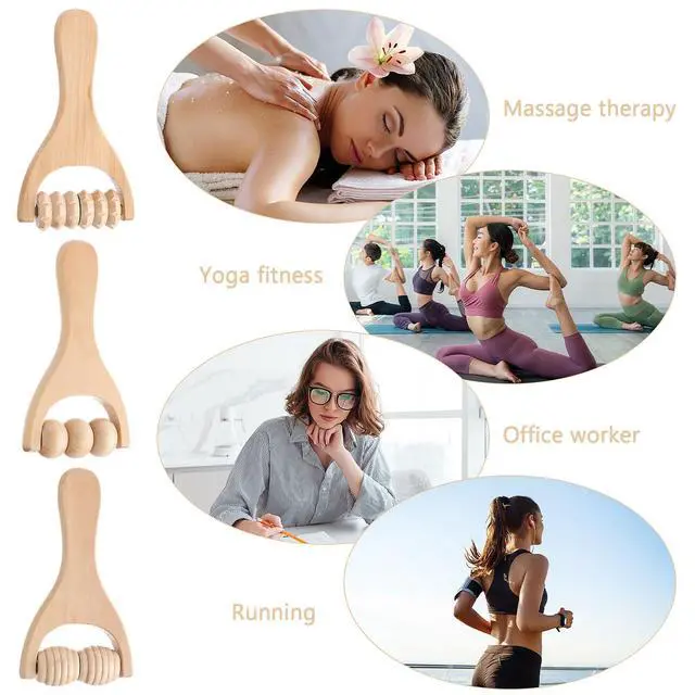 Alt view image 4 of 7 - 3Pcs Wooden Hand Massage Roller, Muscle Roller Stick, Manual Wood Therapy Massage Tools Massager Roller, for Relaxes Thigh, Leg, Hands Full Body Muscle Men Women