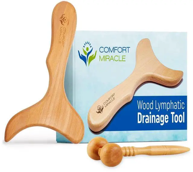 Main image of Wooden Lymphatic Drainage Massager - Natural Wood Therapy Massage Tools Help Cellulite & Relax Tense Muscles - Our Full Body Lymphatic Drainage Tool Also Comes a Facial Massager