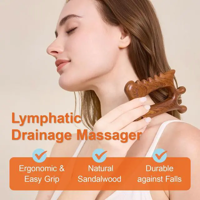 Alt view image 4 of 7 - Wooden Gua Sha Tool for Face&Body - 6 in 1 Facial Massager for Lymphatic Drainage - Guasha Body Sculpting Tools Therapy Massage Tool for Cellulite,Jaw Lifting,Muscle Relief - Skin Care Gifts