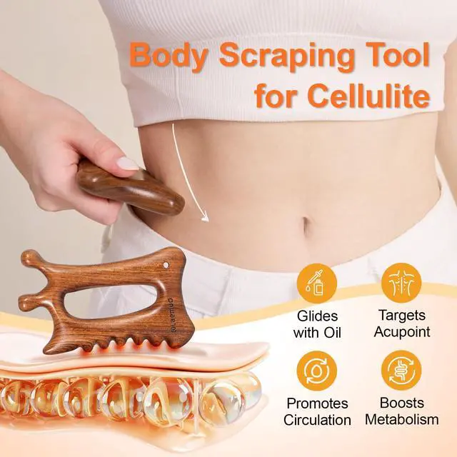 Alt view image 5 of 7 - Wooden Gua Sha Tool for Face&Body - 6 in 1 Facial Massager for Lymphatic Drainage - Guasha Body Sculpting Tools Therapy Massage Tool for Cellulite,Jaw Lifting,Muscle Relief - Skin Care Gifts