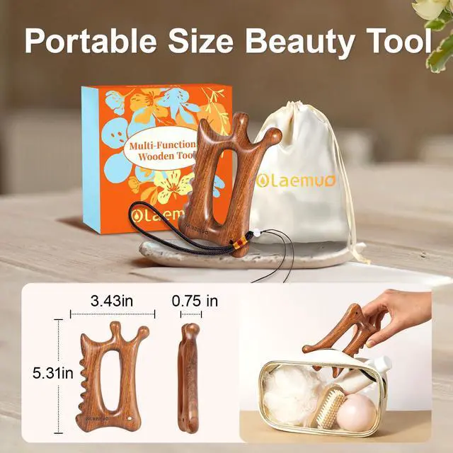 Alt view image 7 of 7 - Wooden Gua Sha Tool for Face&Body - 6 in 1 Facial Massager for Lymphatic Drainage - Guasha Body Sculpting Tools Therapy Massage Tool for Cellulite,Jaw Lifting,Muscle Relief - Skin Care Gifts