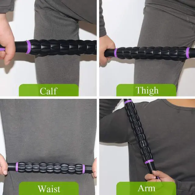 Alt view image 6 of 7 - Muscle Roller Massage Roller Stick- Deep Tissue Fascia Blaster for Myofascial Pain Relief, Lymphatic Drainage & Body Sculpting, Handheld Physical Therapy & Recovery Tool (Purple Black-18 inch)