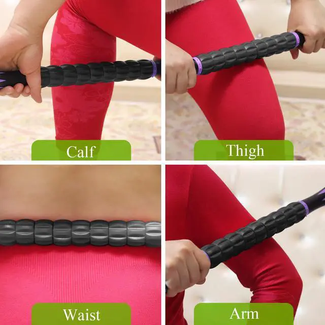 Alt view image 5 of 7 - Muscle Roller Massage Roller Stick- Deep Tissue Fascia Blaster for Myofascial Pain Relief, Lymphatic Drainage & Body Sculpting, Handheld Physical Therapy & Recovery Tool (Purple Black-18 inch)