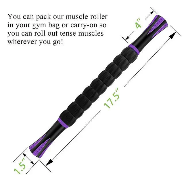 Alt view image 7 of 7 - Muscle Roller Massage Roller Stick- Deep Tissue Fascia Blaster for Myofascial Pain Relief, Lymphatic Drainage & Body Sculpting, Handheld Physical Therapy & Recovery Tool (Purple Black-18 inch)