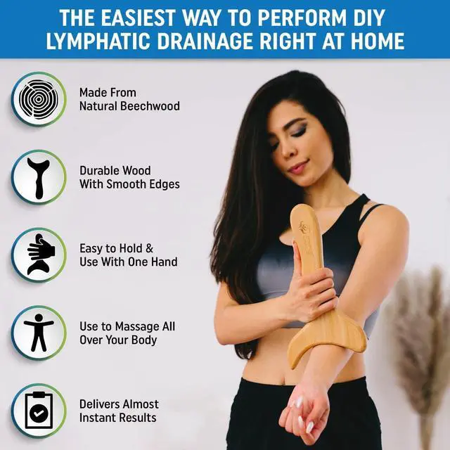 Alt view image 3 of 7 - Wooden Lymphatic Drainage Massager - Natural Wood Therapy Massage Tools Help Cellulite & Relax Tense Muscles - Our Full Body Lymphatic Drainage Tool Also Comes a Facial Massager
