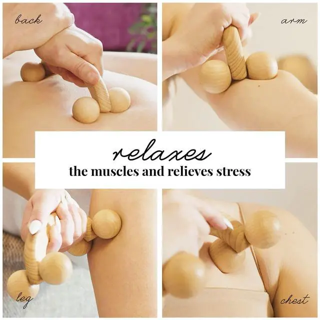 Alt view image 5 of 7 - Accessories Back Massager with Smooth Ball Rollers, Multi-Functional Back Roller, Neck Massager, Eases Muscle Tension and Supports Skin Health, Muscle Roller 7 x 3 inches