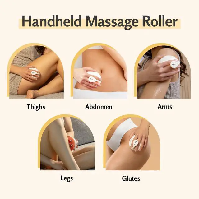 Alt view image 4 of 7 - Lymphatic Drainage Massager with Cooling Steel Rollers for Body Sculpting, Cellulite & Sore Muscles, Grip-Friendly with Ergonomic Design for Arms, Thighs, Glutes and Stomach by M3 Orange