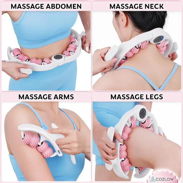 Alt view image 3 of 7 - Cellulite Massage Roller - Pink - Anti-Cellulite Massager with Detachable Roller Handles for Thighs, Legs & Buttocks - Fascia Massage Tool for Lymphatic Drainage & Deep Tissue Therapy
