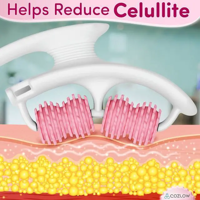 Alt view image 5 of 7 - Cellulite Massage Roller - Pink - Anti-Cellulite Massager with Detachable Roller Handles for Thighs, Legs & Buttocks - Fascia Massage Tool for Lymphatic Drainage & Deep Tissue Therapy