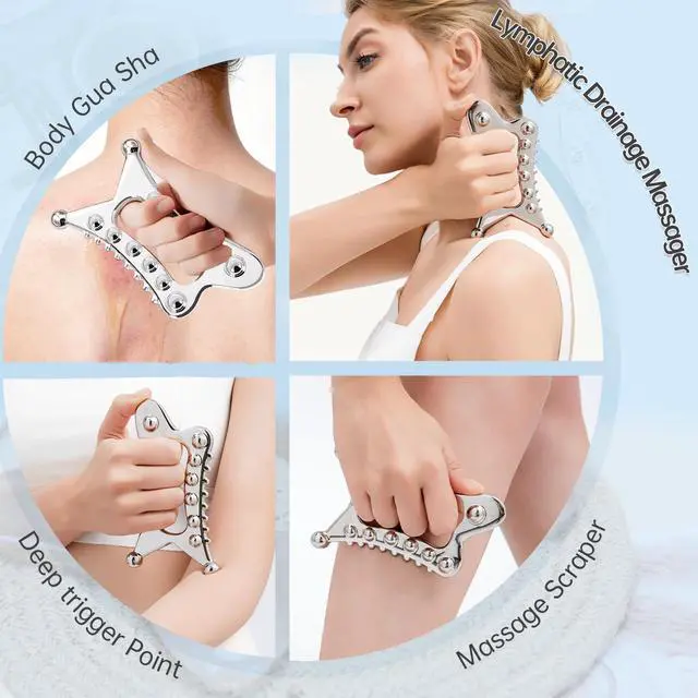 Alt view image 2 of 6 - Fascia Blaster Tool, Body Gua Sha ToolStainless Steel Gua Sha Muscle Scraper ToolLymphatic Drainage Massager for Self Care, Fascia Blaster for Cellulite, Trigger Point Massage Tools for Pain Relief