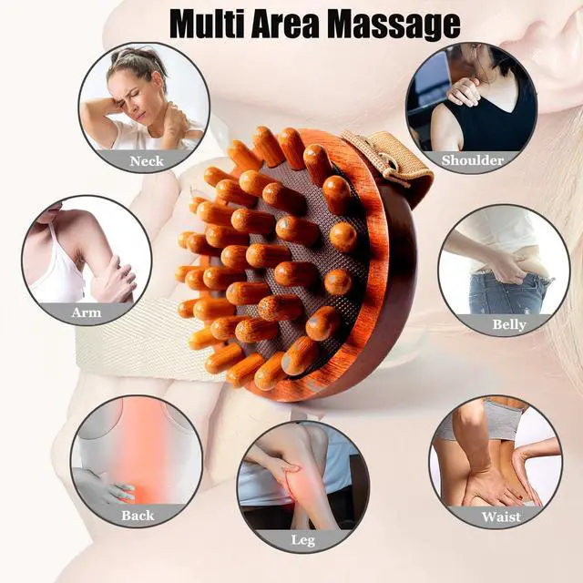 Alt view image 3 of 7 - Wood Meridian Brush Massage Body Anti Cellulite Massager