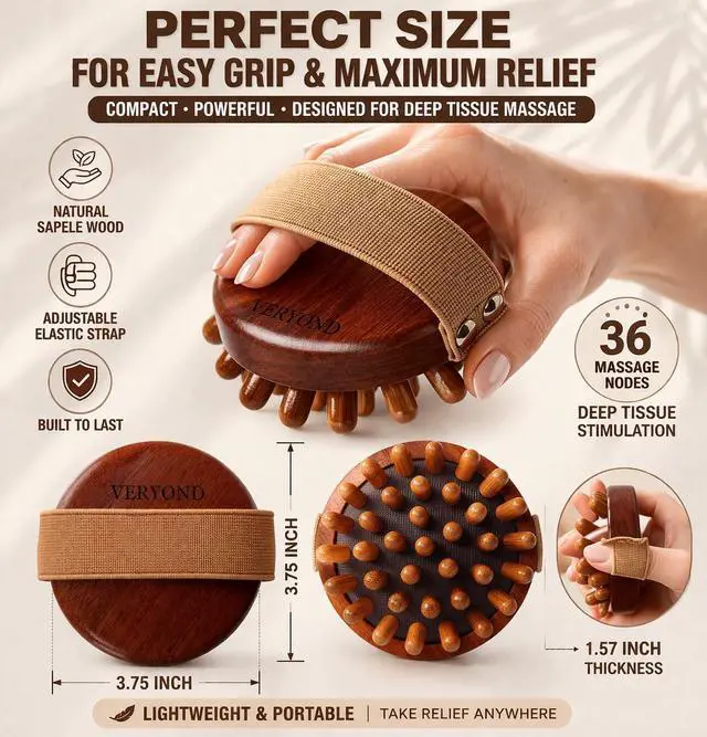 Alt view image 6 of 7 - Wood Meridian Brush Massage Body Anti Cellulite Massager