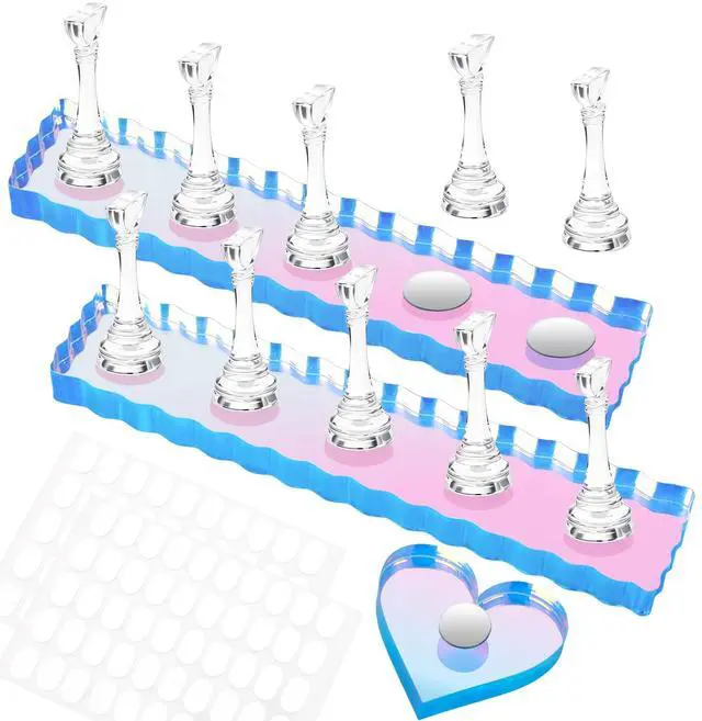 Main image of Nail Stand for Press Ons, Nail Holder for Painting Nails, Press on Nail Holder, 1 Heart Shaped Acrylic Magnetic Nail Stands for Nail Art with Double-sided Tape Home Salon DIY Display Supplies
