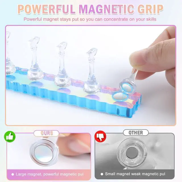 Alt view image 3 of 7 - Nail Stand for Press Ons, Nail Holder for Painting Nails, Press on Nail Holder, 1 Heart Shaped Acrylic Magnetic Nail Stands for Nail Art with Double-sided Tape Home Salon DIY Display Supplies