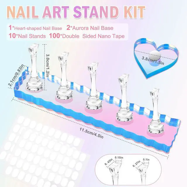 Alt view image 4 of 7 - Nail Stand for Press Ons, Nail Holder for Painting Nails, Press on Nail Holder, 1 Heart Shaped Acrylic Magnetic Nail Stands for Nail Art with Double-sided Tape Home Salon DIY Display Supplies