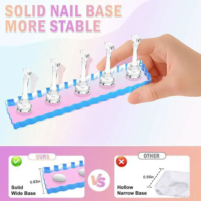 Alt view image 5 of 7 - Nail Stand for Press Ons, Nail Holder for Painting Nails, Press on Nail Holder, 1 Heart Shaped Acrylic Magnetic Nail Stands for Nail Art with Double-sided Tape Home Salon DIY Display Supplies