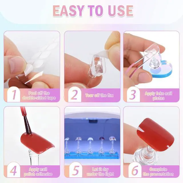 Alt view image 7 of 7 - Nail Stand for Press Ons, Nail Holder for Painting Nails, Press on Nail Holder, 1 Heart Shaped Acrylic Magnetic Nail Stands for Nail Art with Double-sided Tape Home Salon DIY Display Supplies