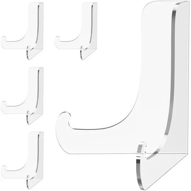 Main image of 5 Pack Acrylic Display Stand, Plate Stand for Display, Clear Easel Stand, Display Holder for Card, Frame, Picture, Magazine, Book, CD, Phone (Small/ 3 Inch)