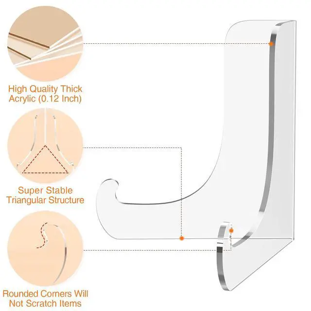 Alt view image 3 of 7 - 5 Pack Acrylic Display Stand, Plate Stand for Display, Clear Easel Stand, Display Holder for Card, Frame, Picture, Magazine, Book, CD, Phone (Small/ 3 Inch)