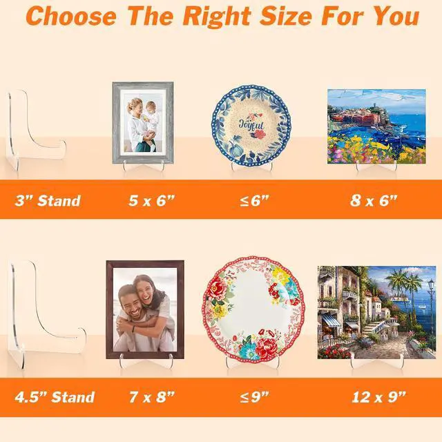 Alt view image 4 of 7 - 5 Pack Acrylic Display Stand, Plate Stand for Display, Clear Easel Stand, Display Holder for Card, Frame, Picture, Magazine, Book, CD, Phone (Small/ 3 Inch)
