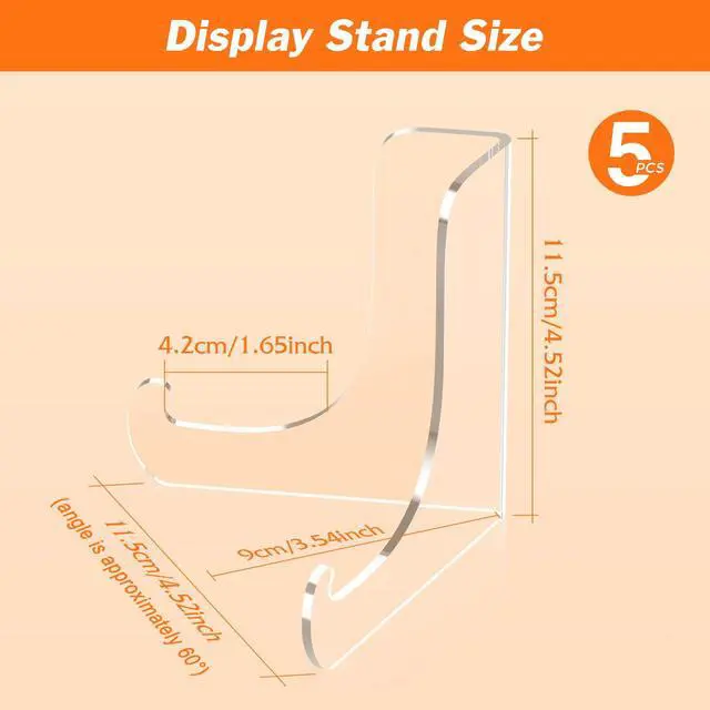 Alt view image 2 of 7 - 5 Pack Acrylic Display Stand, Plate Stand for Display, Clear Easel Stand, Display Holder for Card, Frame, Picture, Magazine, Book, CD, Phone (Large/ 4.5 Inch)