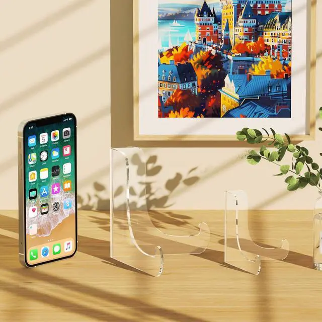 Alt view image 5 of 7 - 5 Pack Acrylic Display Stand, Plate Stand for Display, Clear Easel Stand, Display Holder for Card, Frame, Picture, Magazine, Book, CD, Phone (Small/ 3 Inch)