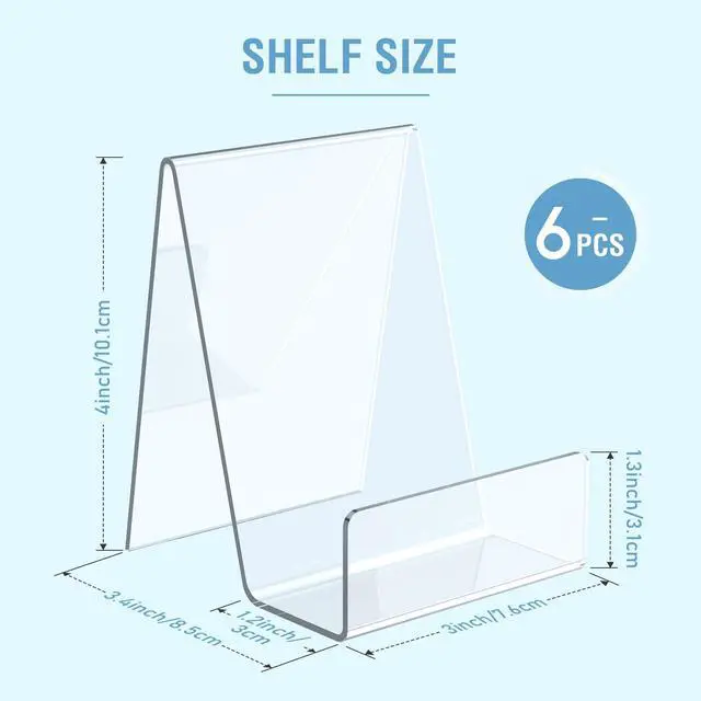 Alt view image 2 of 7 - 6 Pack Acrylic Book Stand, Clear Easel Stand for Display, Book Display Holder, Display Stand for Album, CD, Magazine, Postcard, Picture, Plate, Artworks, Phone, Tablet