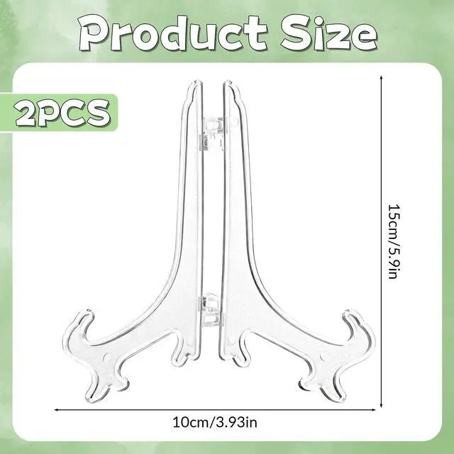 Alt view image 2 of 7 - 2 Pcs Acrylic Plate Stand Folding Clear Acrylic Easel Plate Stands for Display Photo Holder Picture Frame Book