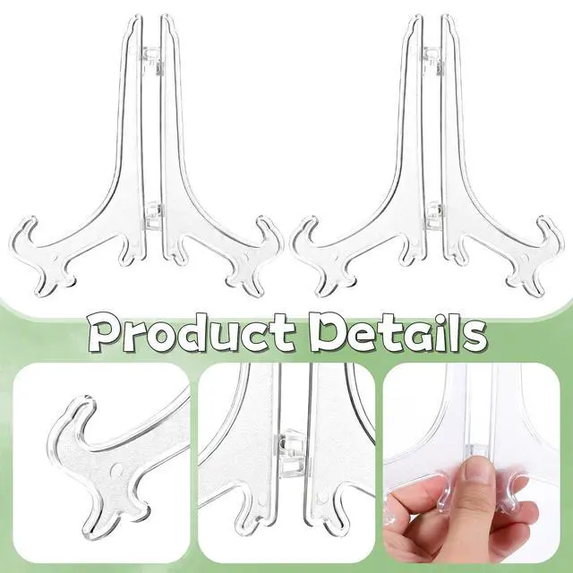 Alt view image 3 of 7 - 2 Pcs Acrylic Plate Stand Folding Clear Acrylic Easel Plate Stands for Display Photo Holder Picture Frame Book