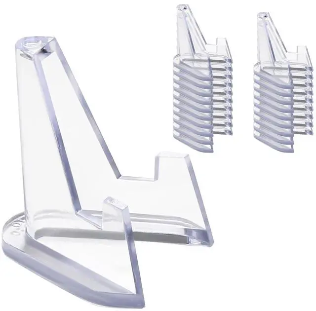 Alt view image 2 of 7 - 20 Pack Mini Clear Acrylic Easel Display Stands - Durable Display Holders for Coins, Card, Medals, and Collectibles - 1.4 Inch Tall