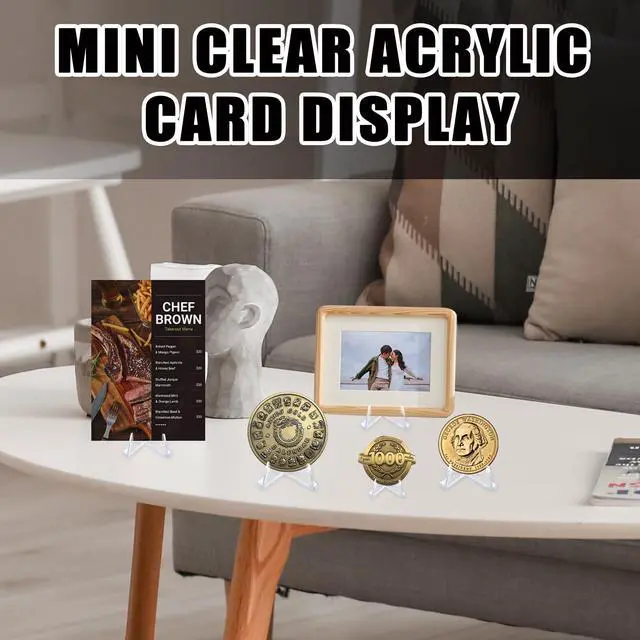 Alt view image 6 of 7 - 20 Pack Mini Clear Acrylic Easel Display Stands - Durable Display Holders for Coins, Card, Medals, and Collectibles - 1.4 Inch Tall
