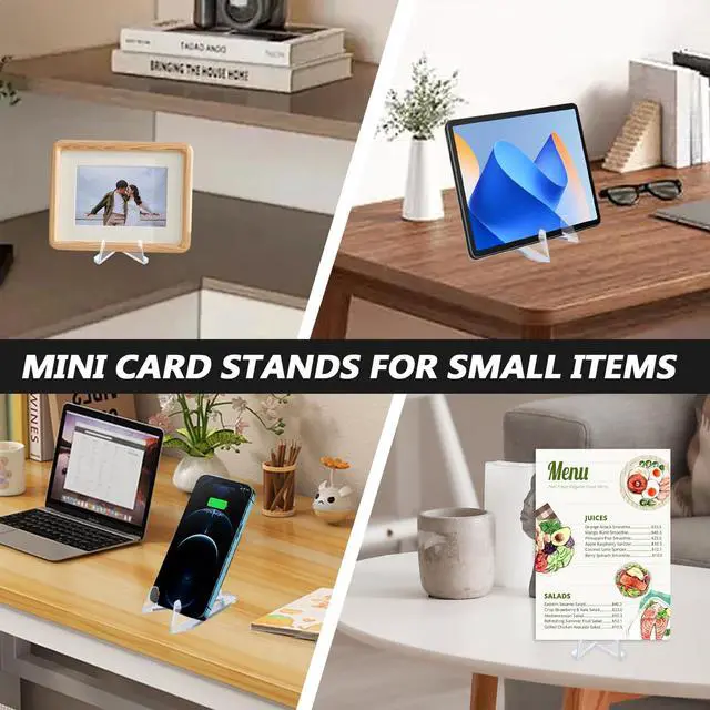Alt view image 7 of 7 - 20 Pack Mini Clear Acrylic Easel Display Stands - Durable Display Holders for Coins, Card, Medals, and Collectibles - 1.4 Inch Tall