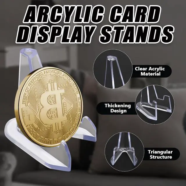 Alt view image 3 of 7 - 20 Pack Mini Clear Acrylic Easel Display Stands - Durable Display Holders for Coins, Card, Medals, and Collectibles - 1.4 Inch Tall