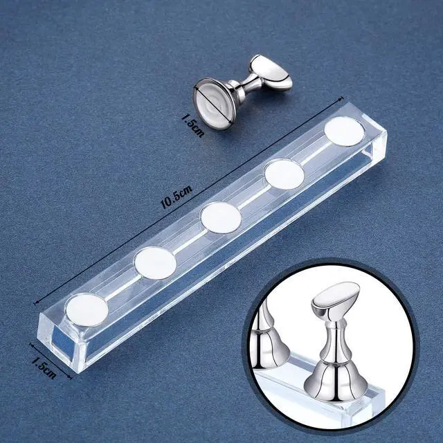 Alt view image 2 of 7 - 2 Sets Nail Stand Press on Nail Holder Magnetic Fake Nails Holder Acrylic Nails Display Practice for Painting Art for False Fingernail Manicure Tool Home DIY Salon Supplies(Silver)