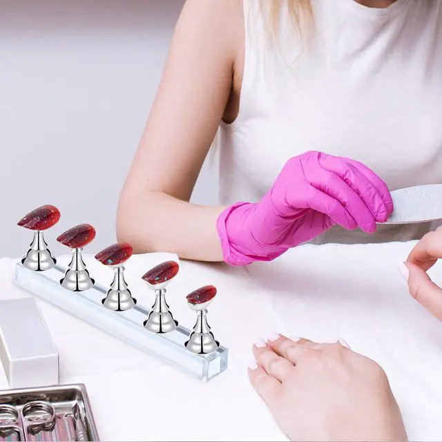 Alt view image 4 of 7 - 2 Sets Nail Stand Press on Nail Holder Magnetic Fake Nails Holder Acrylic Nails Display Practice for Painting Art for False Fingernail Manicure Tool Home DIY Salon Supplies(Silver)
