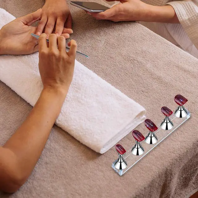 Alt view image 6 of 7 - 2 Sets Nail Stand Press on Nail Holder Magnetic Fake Nails Holder Acrylic Nails Display Practice for Painting Art for False Fingernail Manicure Tool Home DIY Salon Supplies(Silver)