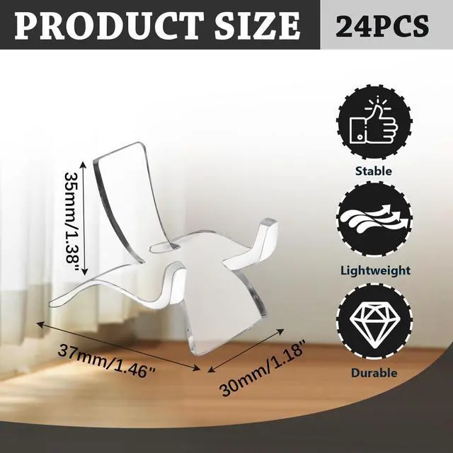 Alt view image 3 of 7 - 24 Pcs Acrylic Easel Display Stands - Versatile Acrylic Holders for Showcasing Crystal Geodes, Rocks, Minerals and Treasured Collectibles - Small Size