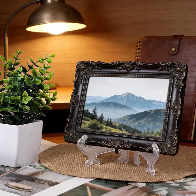Alt view image 6 of 7 - 2 Pcs Acrylic Plate Stand Folding Clear Acrylic Easel Plate Stands for Display Photo Holder Picture Frame Book