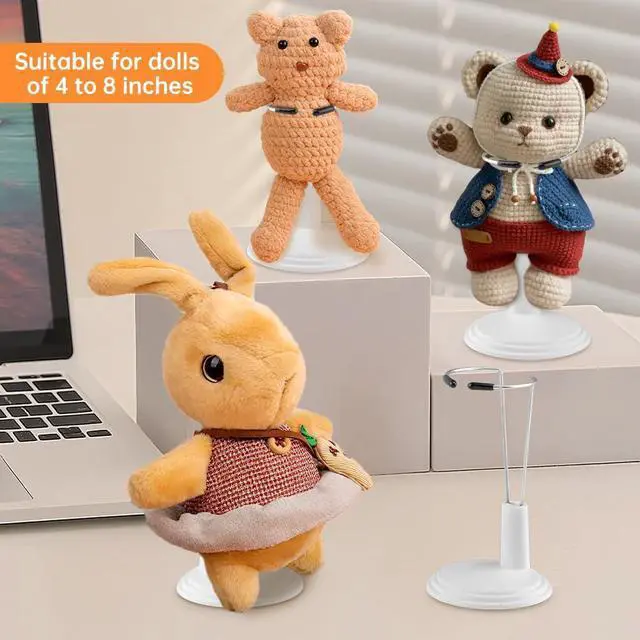 Alt view image 2 of 7 - 6 pcs Doll Stand Adjustable Action Figure Display Holder Support for 4-8 inches Dolls Keep the Standing Position for Home Office Shop Birthday Party Favor, Without-Dolls (:White)