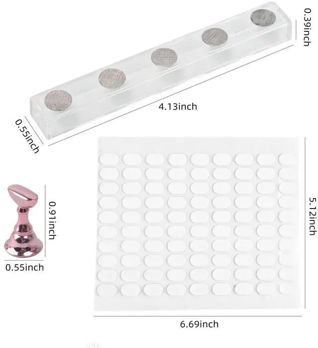 Alt view image 2 of 6 - 210Pcs Professional Nail Stand for Press Ons Nail Holder for Painting Nails, Upgraded Solid Acrylic Magnetic Fake Nail Stands Tips for DIY Painting Practice Nail Art Tool(Pink)