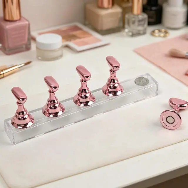 Alt view image 4 of 6 - 210Pcs Professional Nail Stand for Press Ons Nail Holder for Painting Nails, Upgraded Solid Acrylic Magnetic Fake Nail Stands Tips for DIY Painting Practice Nail Art Tool(Pink)