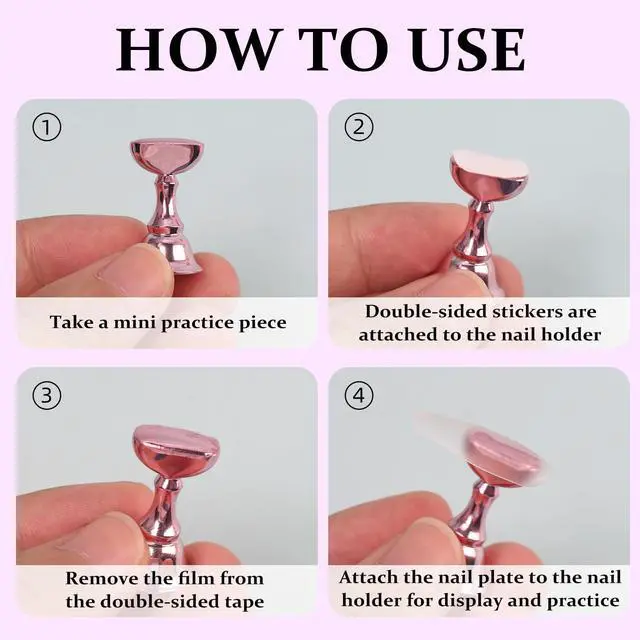 Alt view image 6 of 6 - 210Pcs Professional Nail Stand for Press Ons Nail Holder for Painting Nails, Upgraded Solid Acrylic Magnetic Fake Nail Stands Tips for DIY Painting Practice Nail Art Tool(Pink)